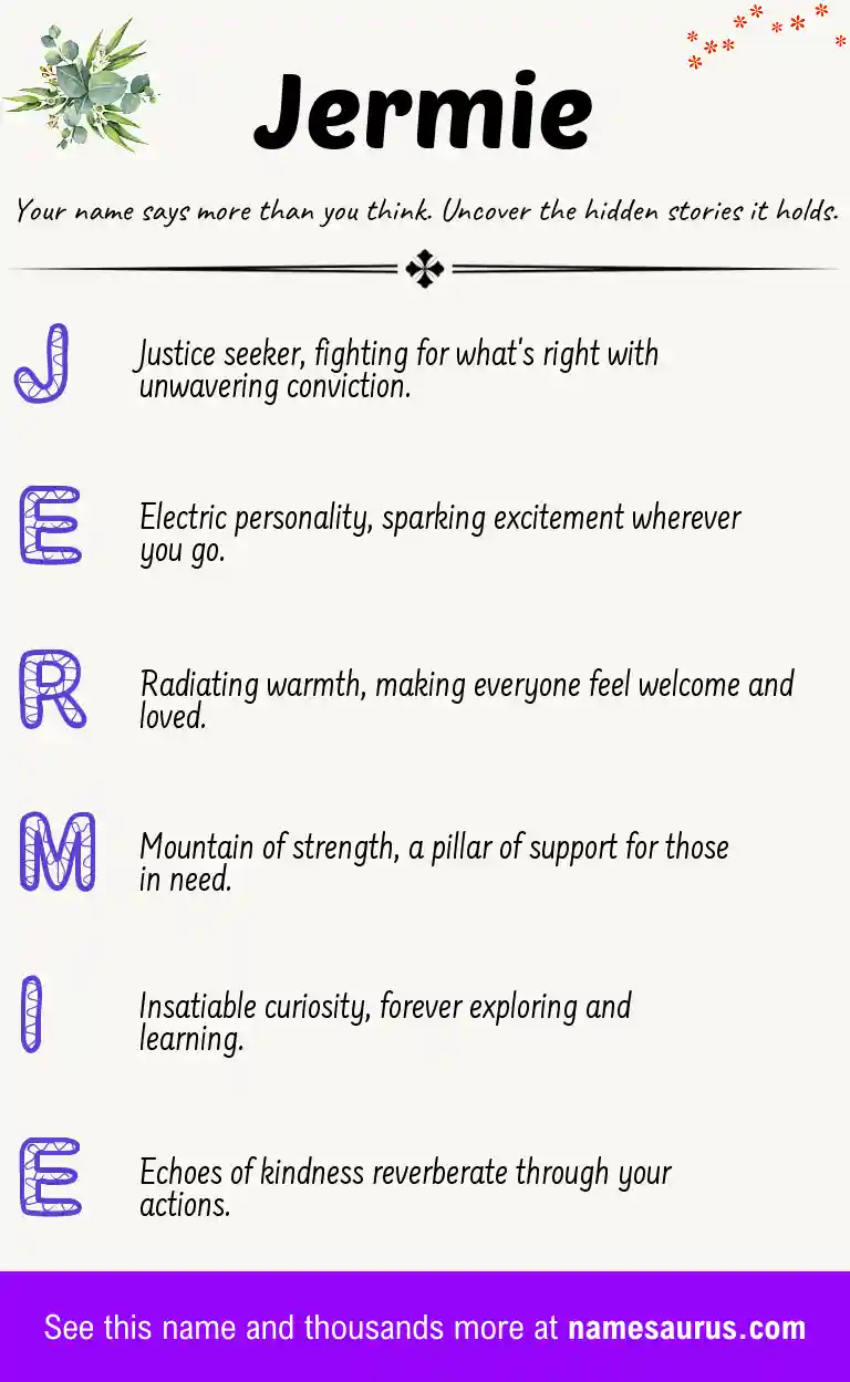 Acrostic poem about Jermie.