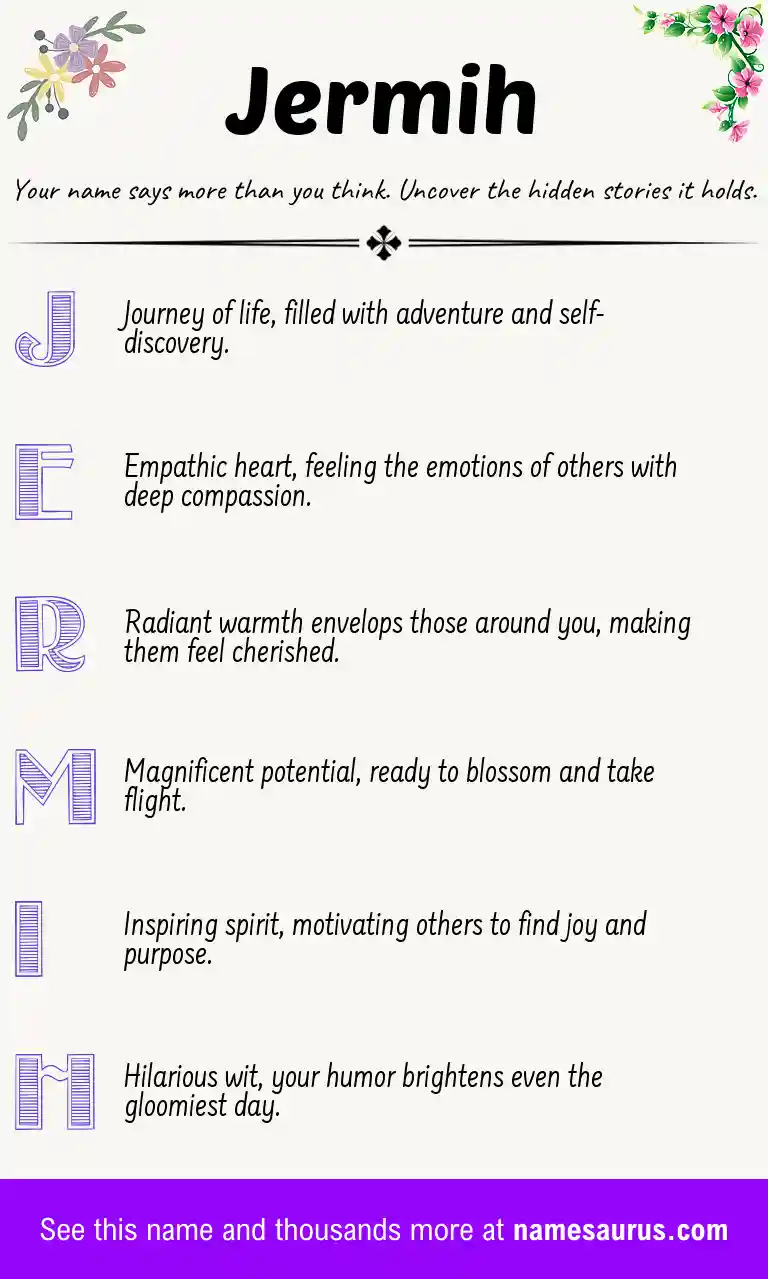 Acrostic poem about Jermih.