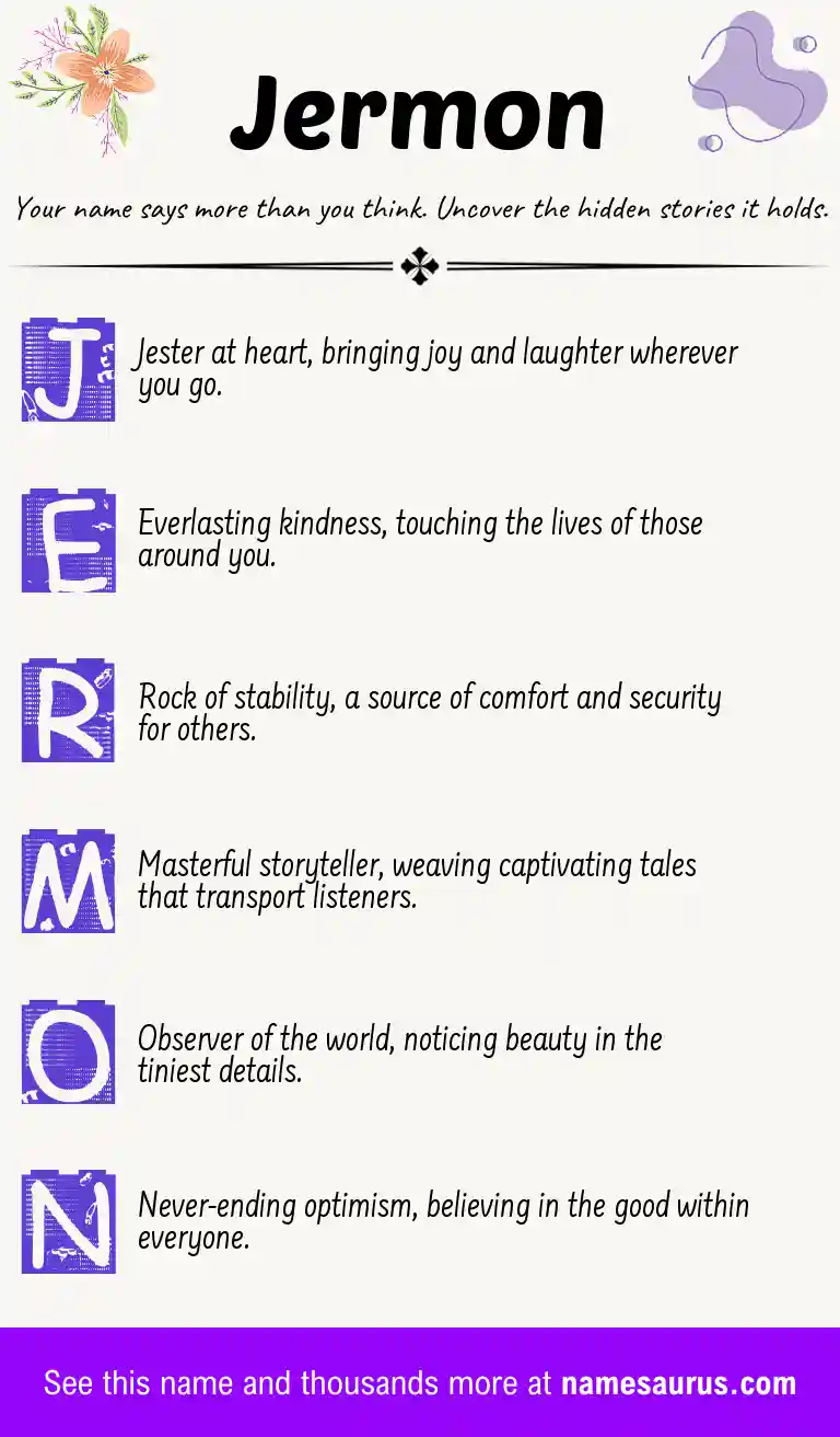 Acrostic poem about Jermon.
