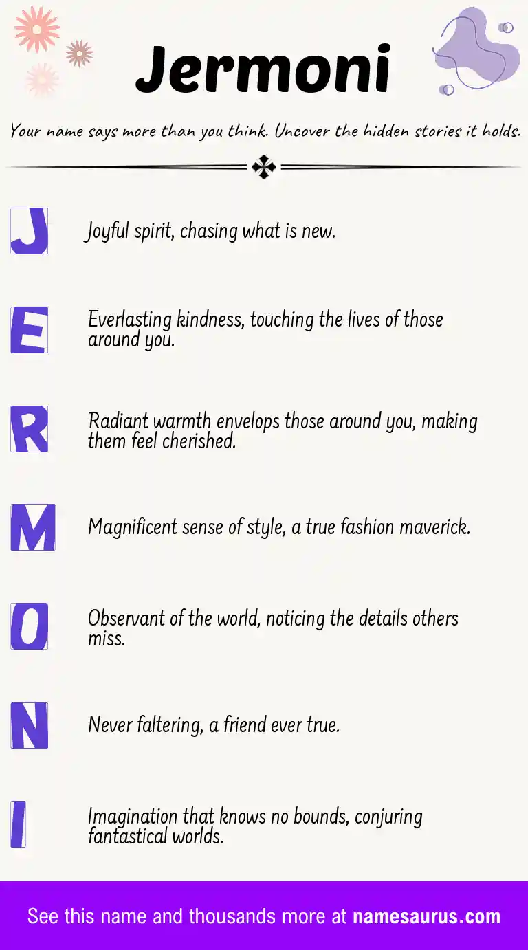 Acrostic poem about Jermoni.