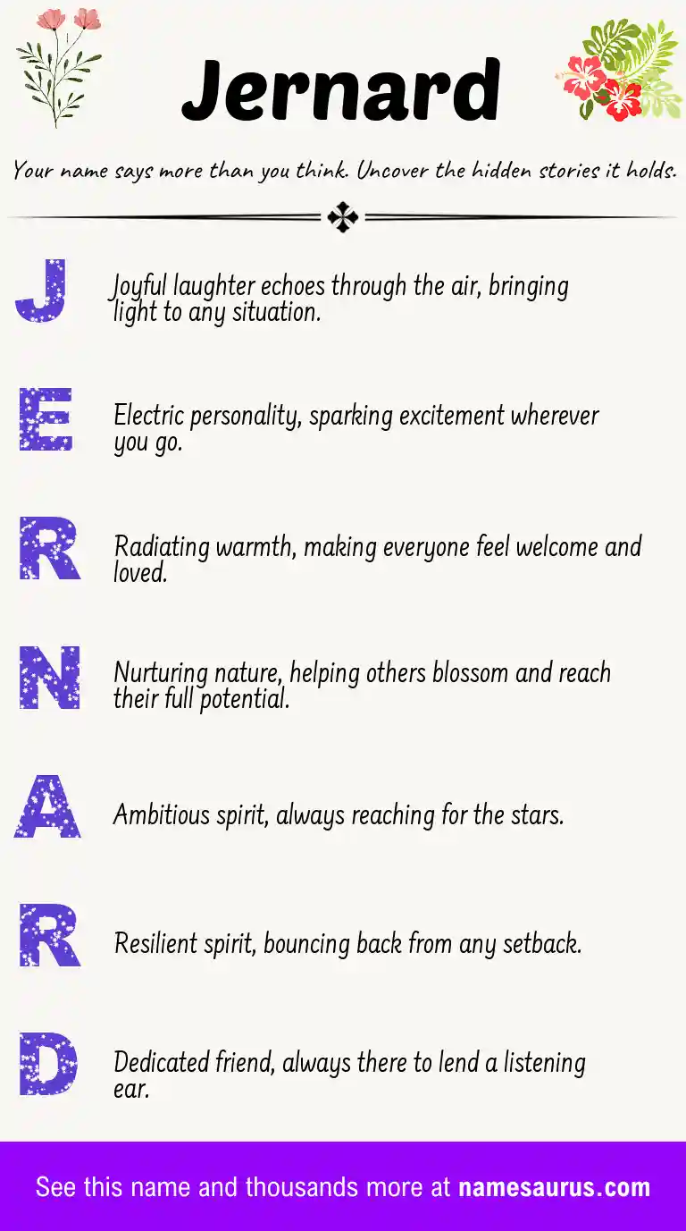 Acrostic poem about Jernard.