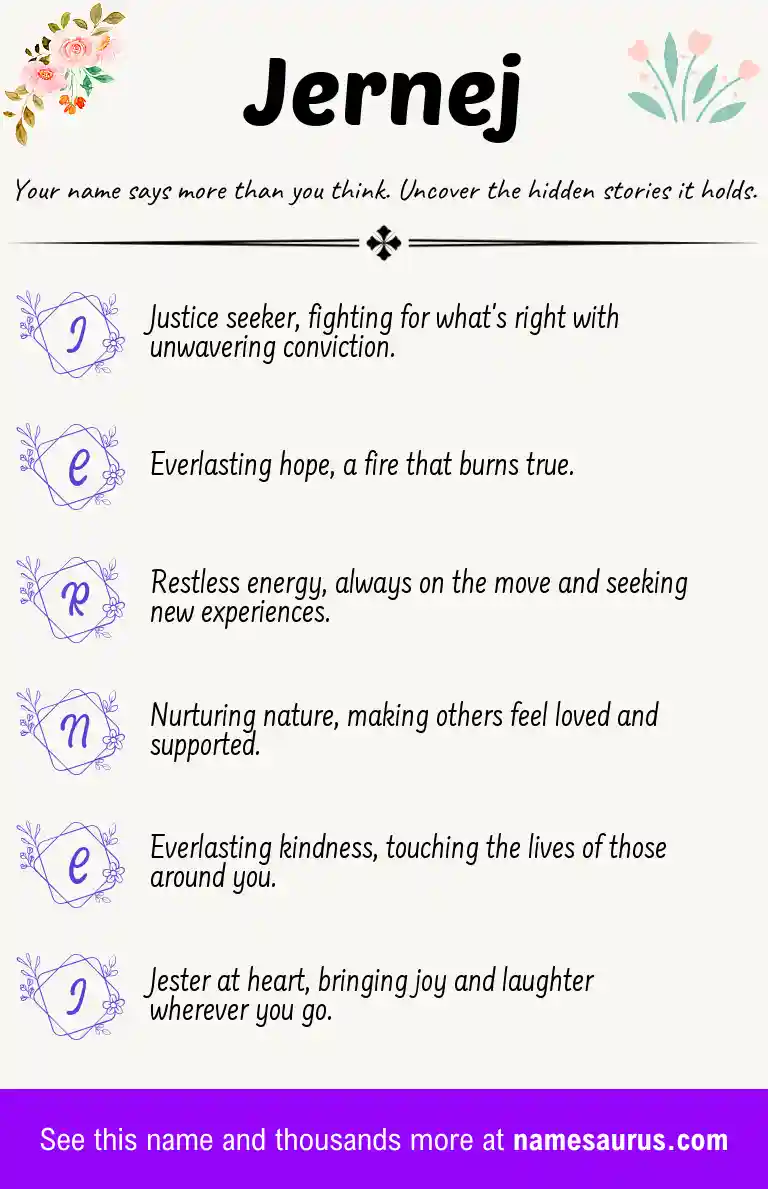 Acrostic poem about Jernej.