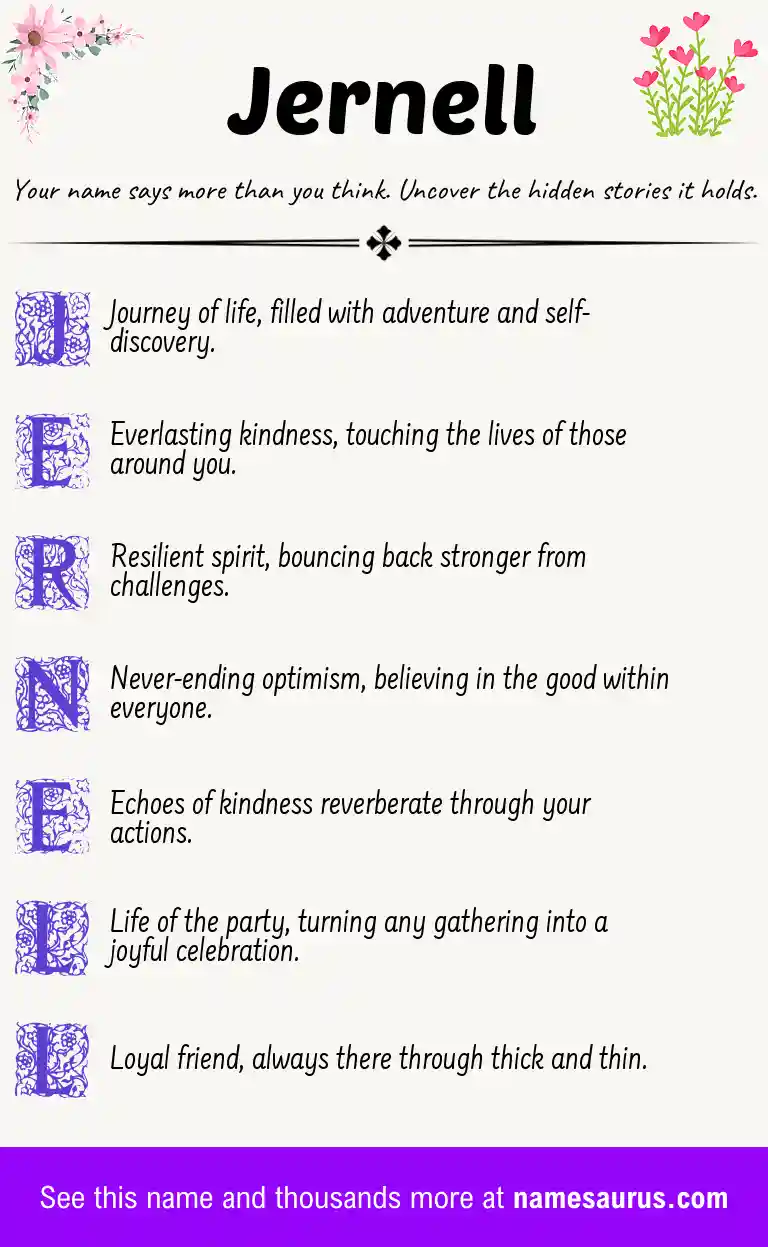 Acrostic poem about Jernell.