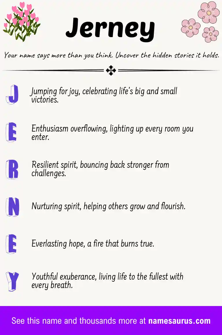 Acrostic poem about Jerney.