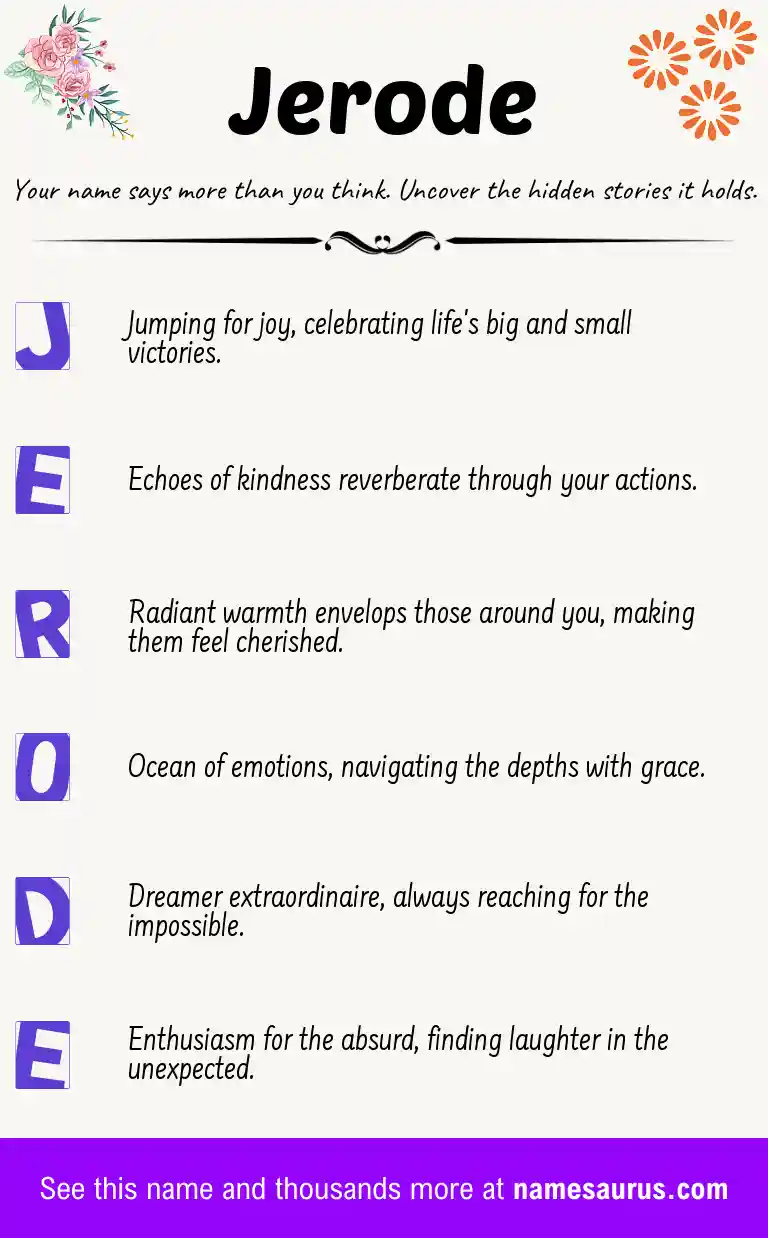Acrostic poem about Jerode.