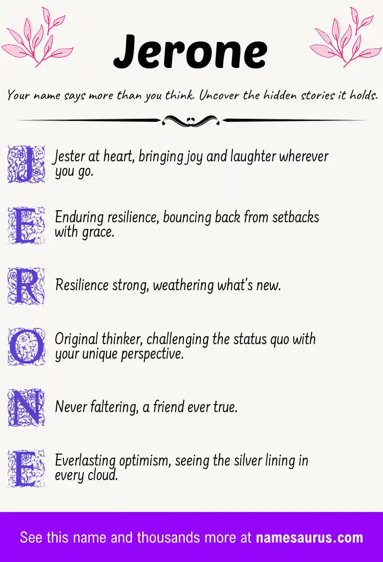Acrostic poem about Jerone.