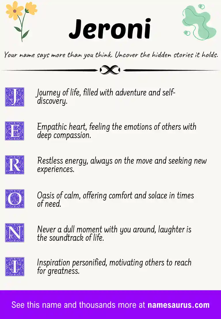 Acrostic poem about Jeroni.