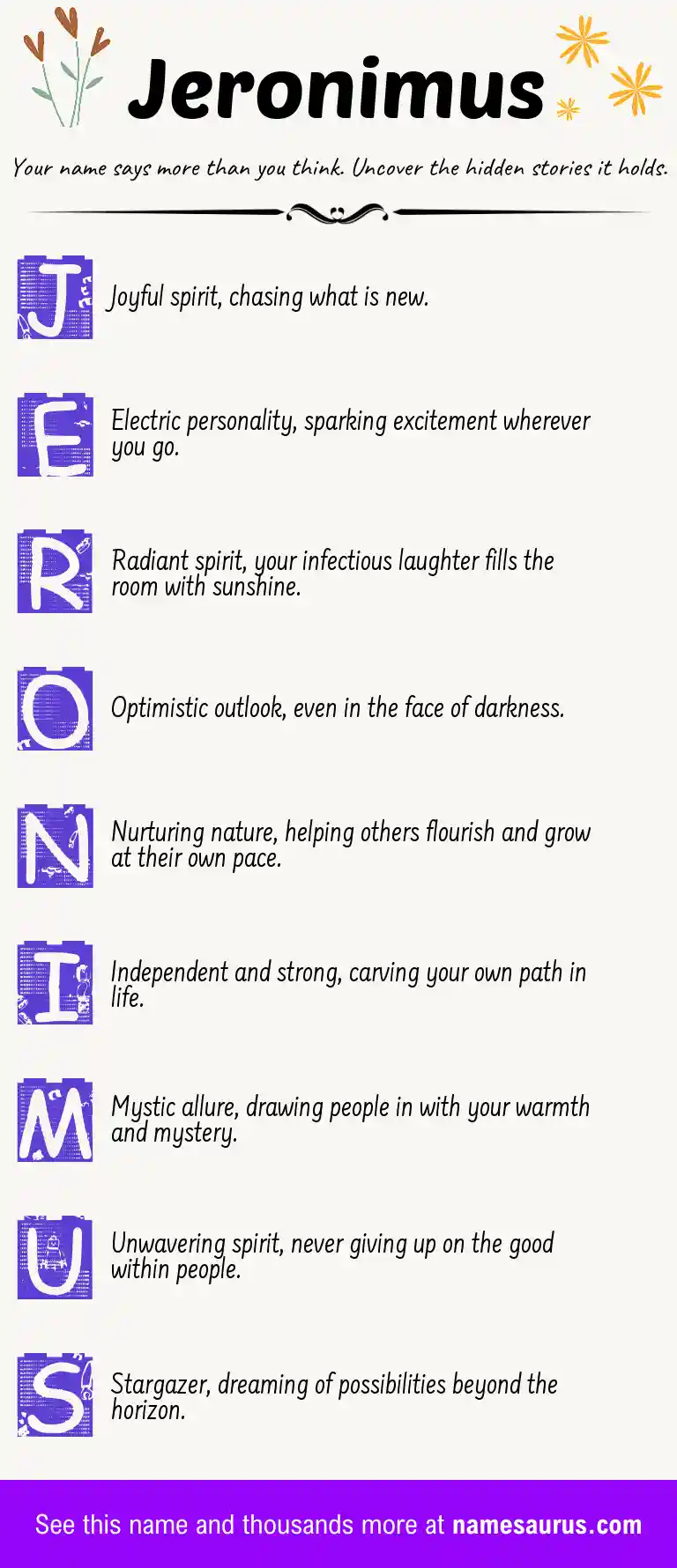 Acrostic poem about Jeronimus.