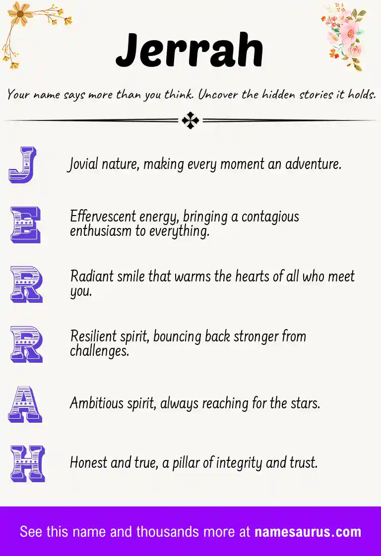 Acrostic poem about Jerrah.