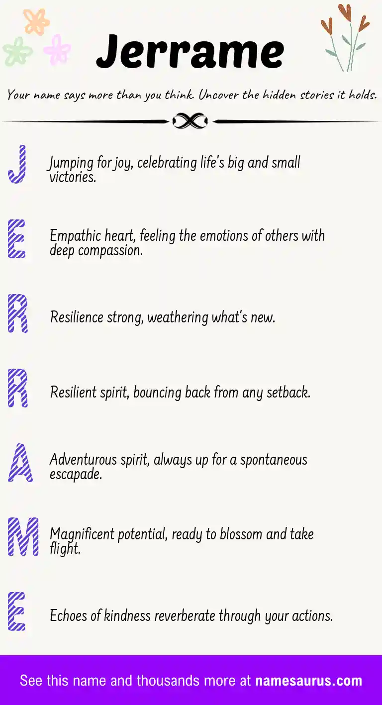 Acrostic poem about Jerrame.