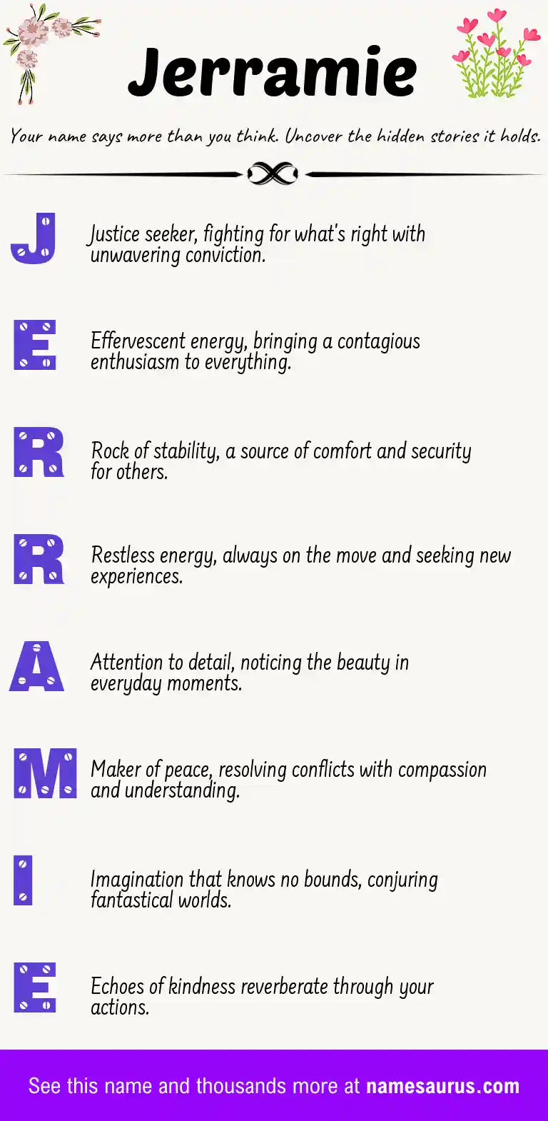 Acrostic poem about Jerramie.