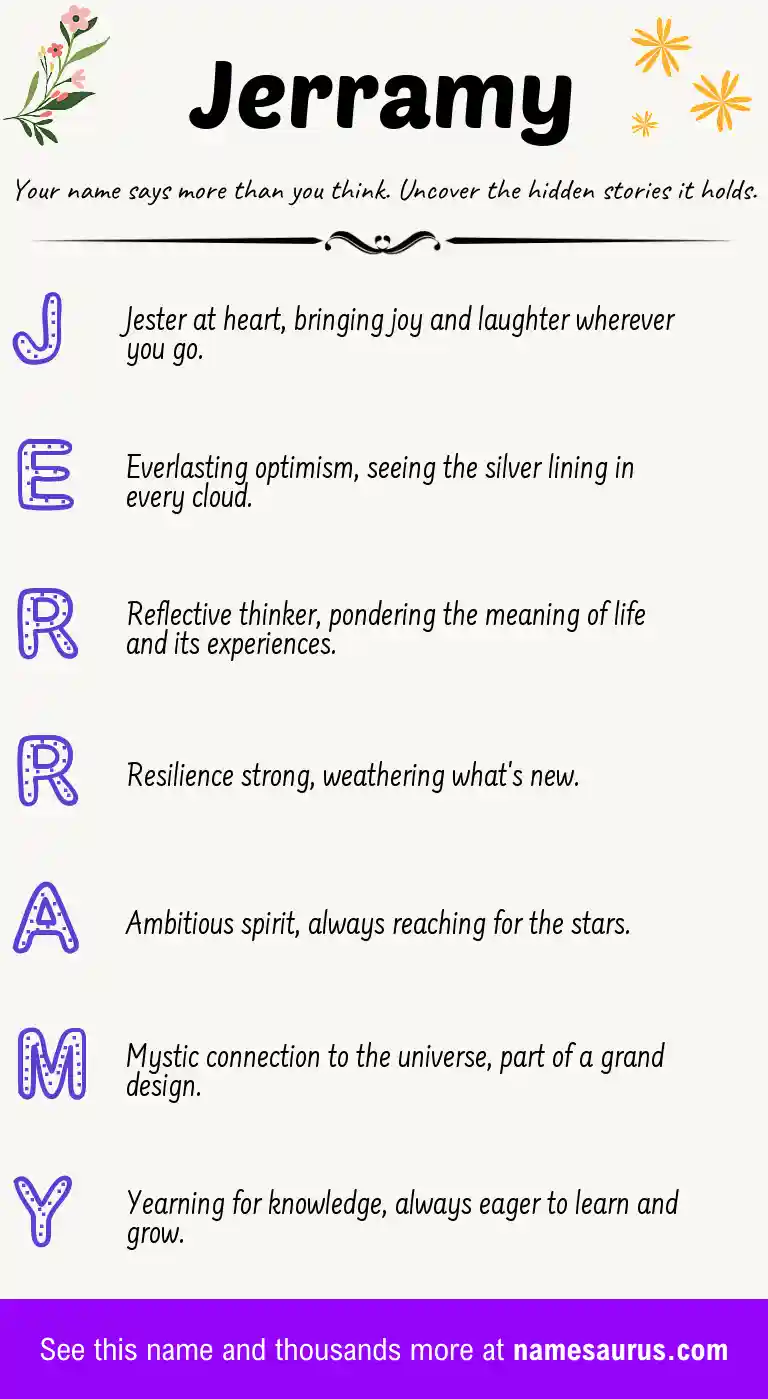 Acrostic poem about Jerramy.