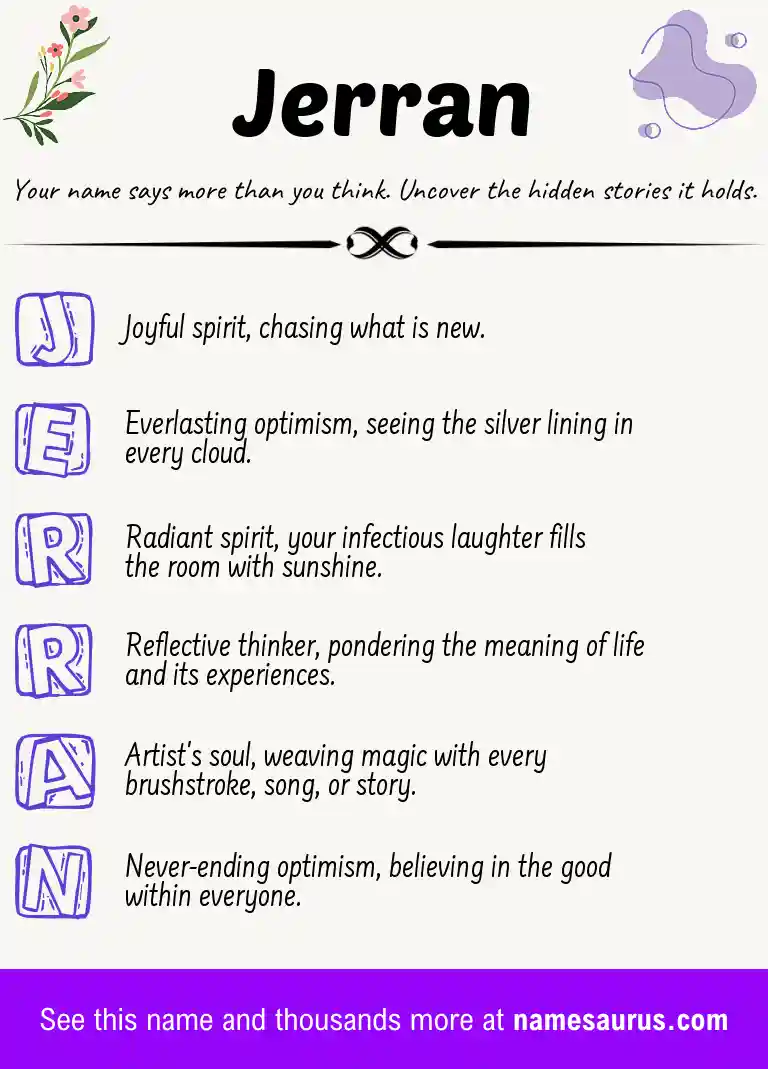 Acrostic poem about Jerran.