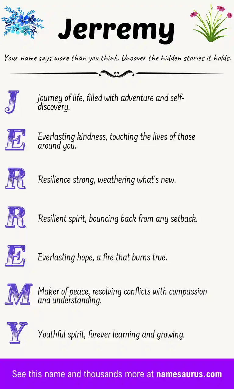 Acrostic poem about Jerremy.