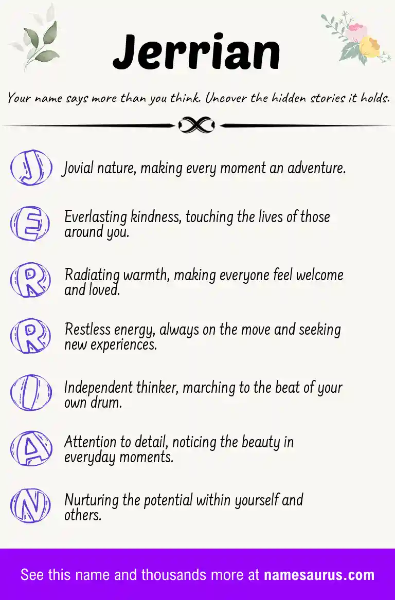 Acrostic poem about Jerrian.