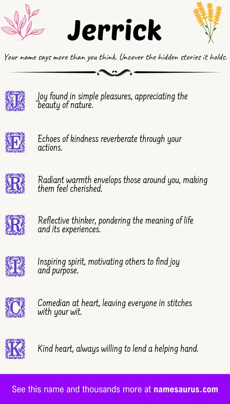 Acrostic poem about Jerrick.