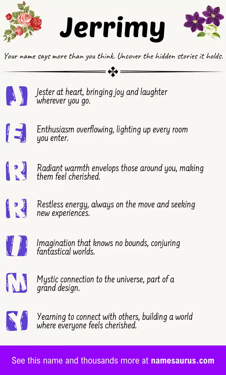 Acrostic poem about Jerrimy.