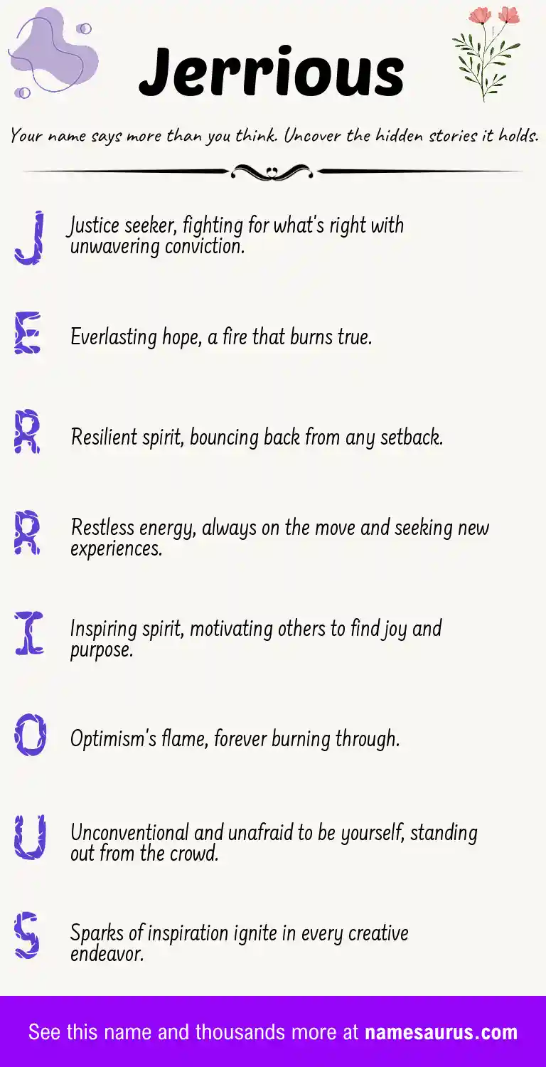 Acrostic poem about Jerrious.