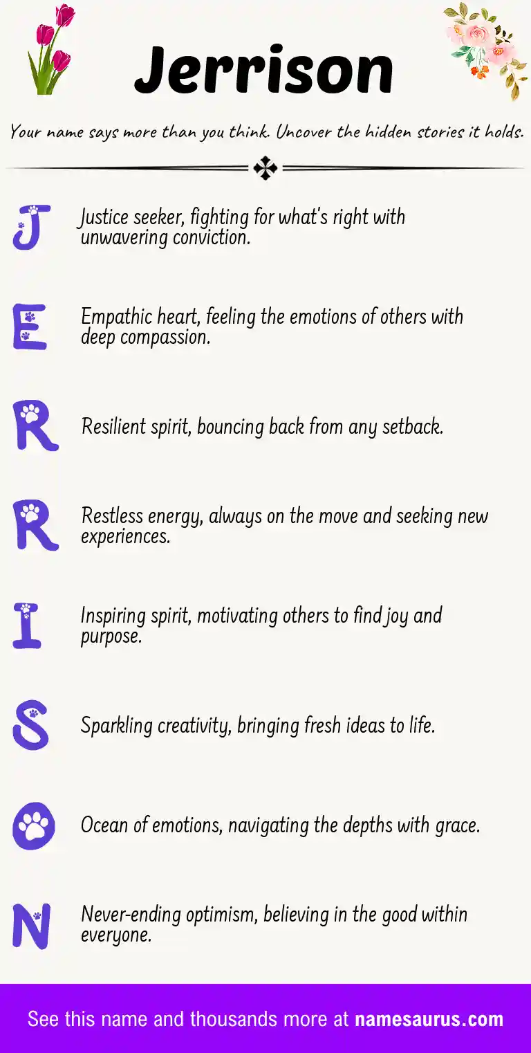 Acrostic poem about Jerrison.