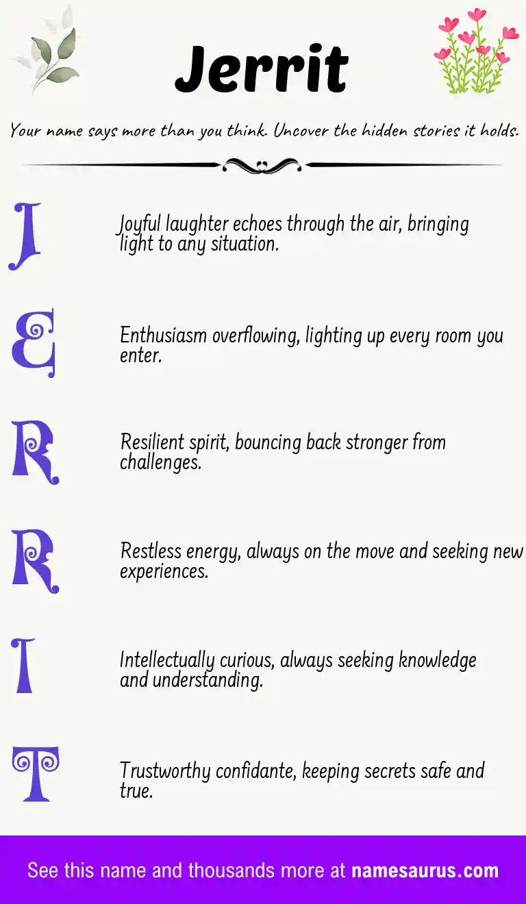Acrostic poem about Jerrit.