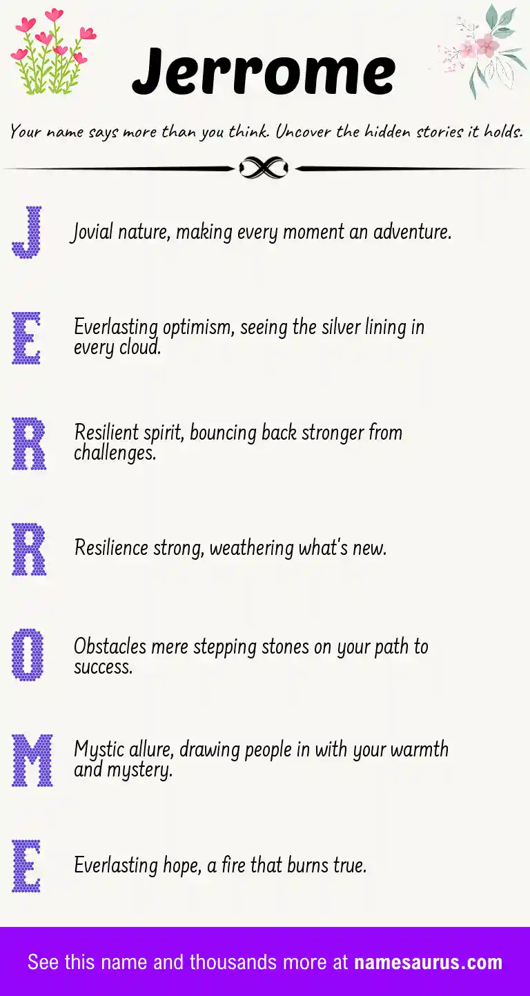 Acrostic poem about Jerrome.