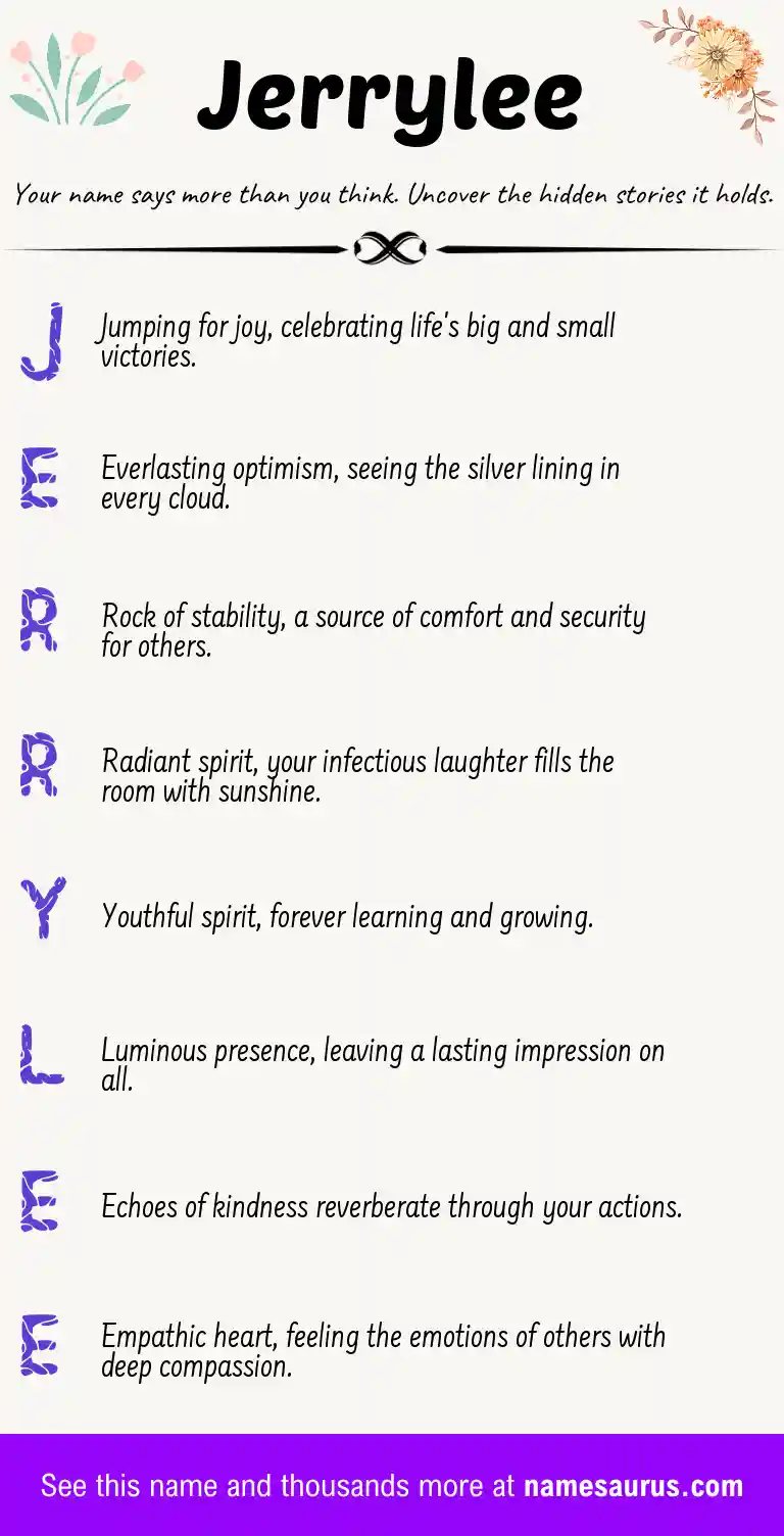Acrostic poem about Jerrylee.