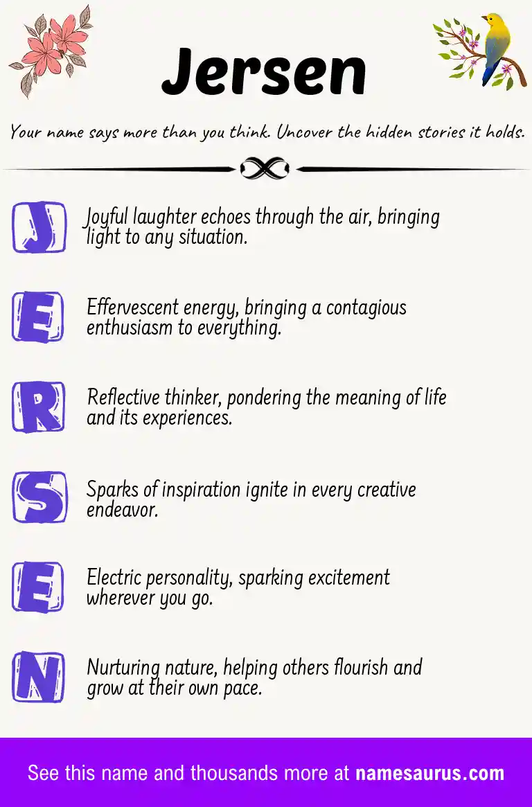 Acrostic poem about Jersen.