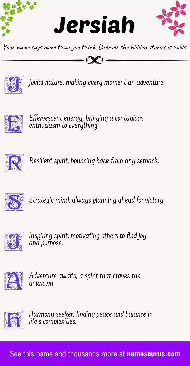 Acrostic poem about Jersiah.