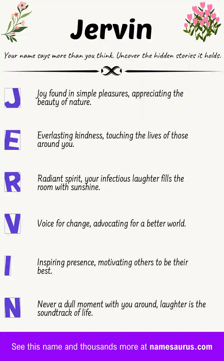 Acrostic poem about Jervin.