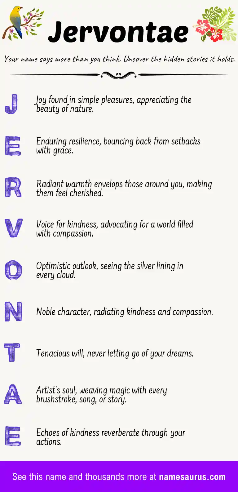 Acrostic poem about Jervontae.