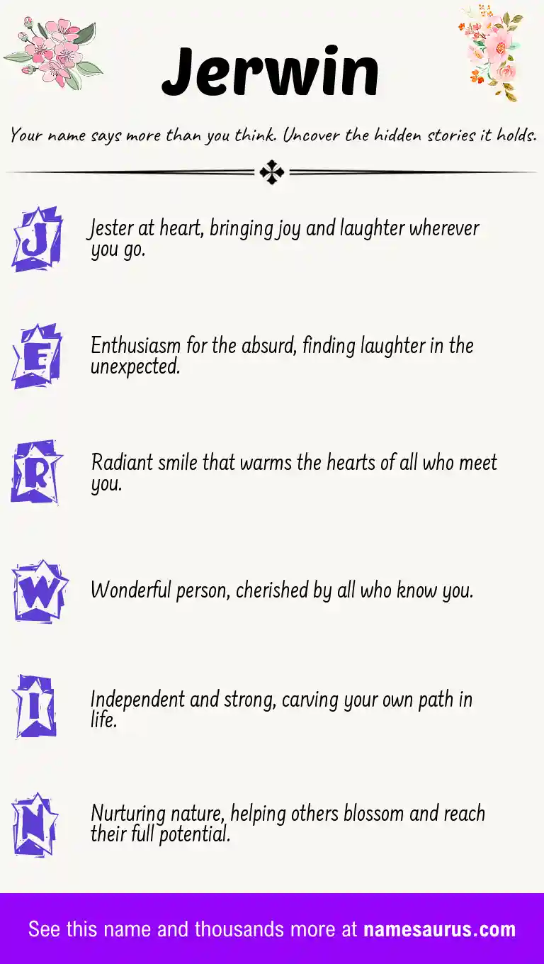 Acrostic poem about Jerwin.