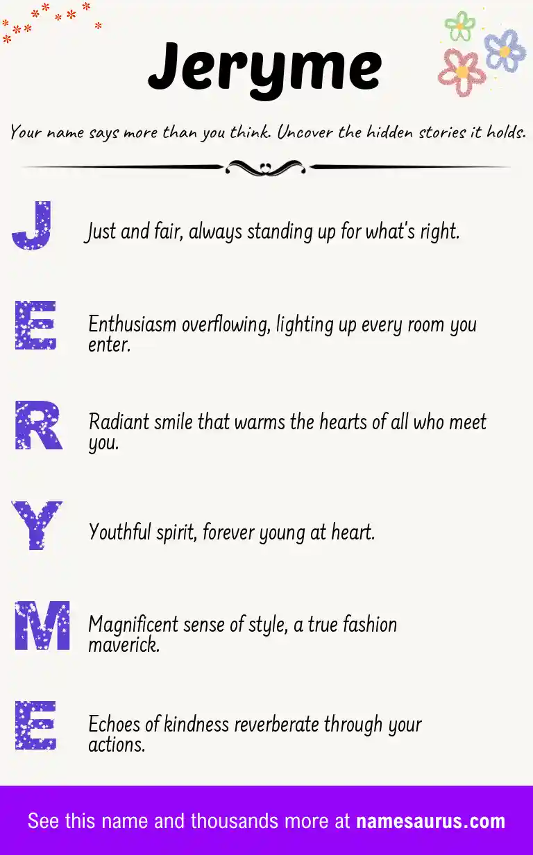 Acrostic poem about Jeryme.