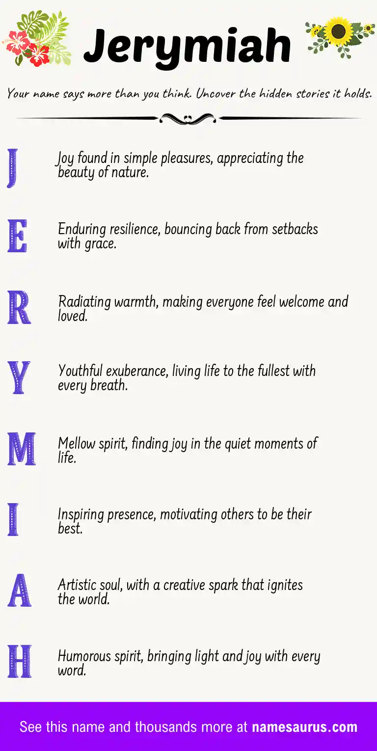 Acrostic poem about Jerymiah.