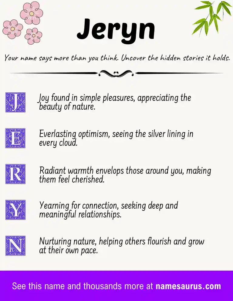 Acrostic poem about Jeryn.