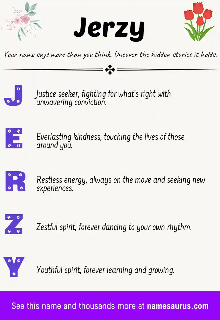 Acrostic poem about Jerzy.