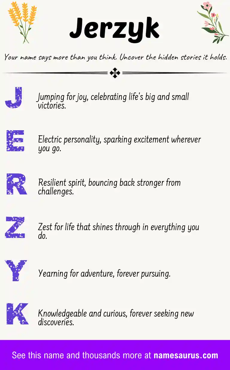Acrostic poem about Jerzyk.