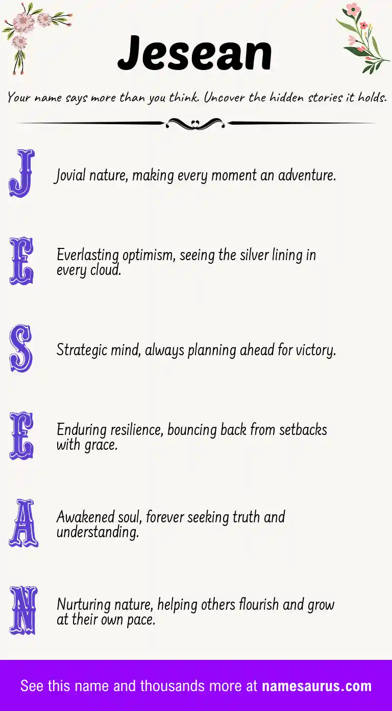 Acrostic poem about Jesean.