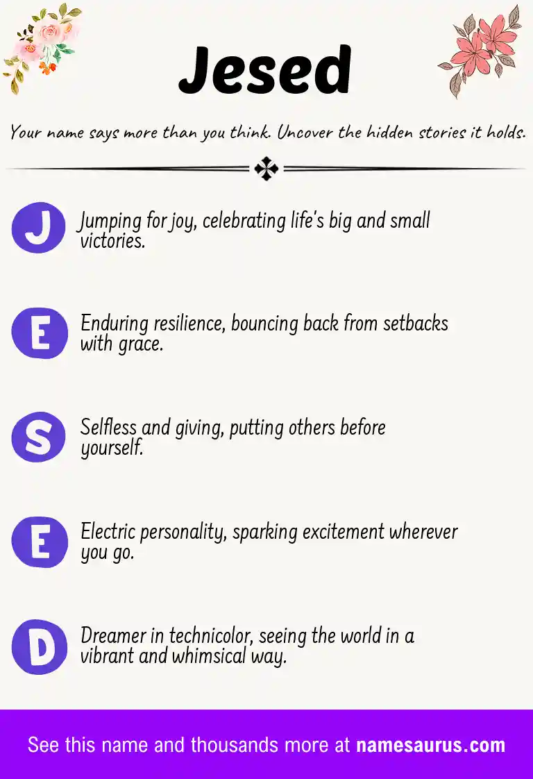 Acrostic poem about Jesed.