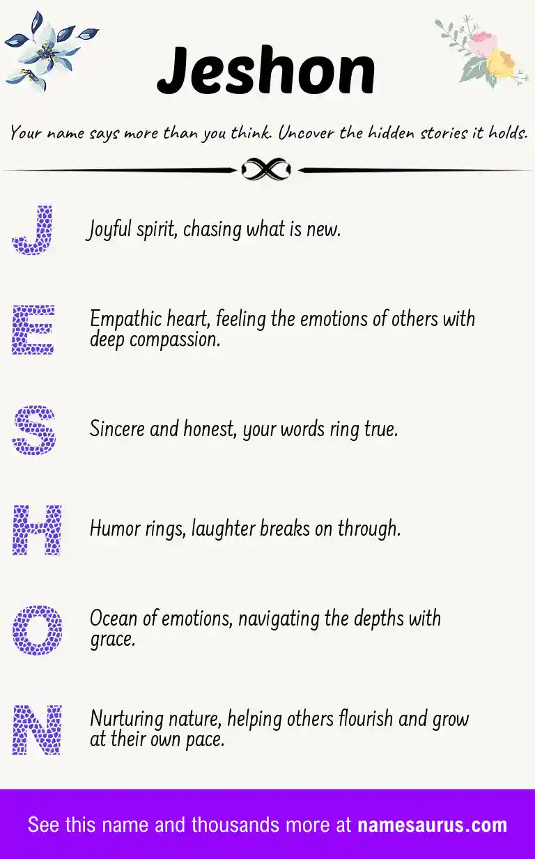 Acrostic poem about Jeshon.