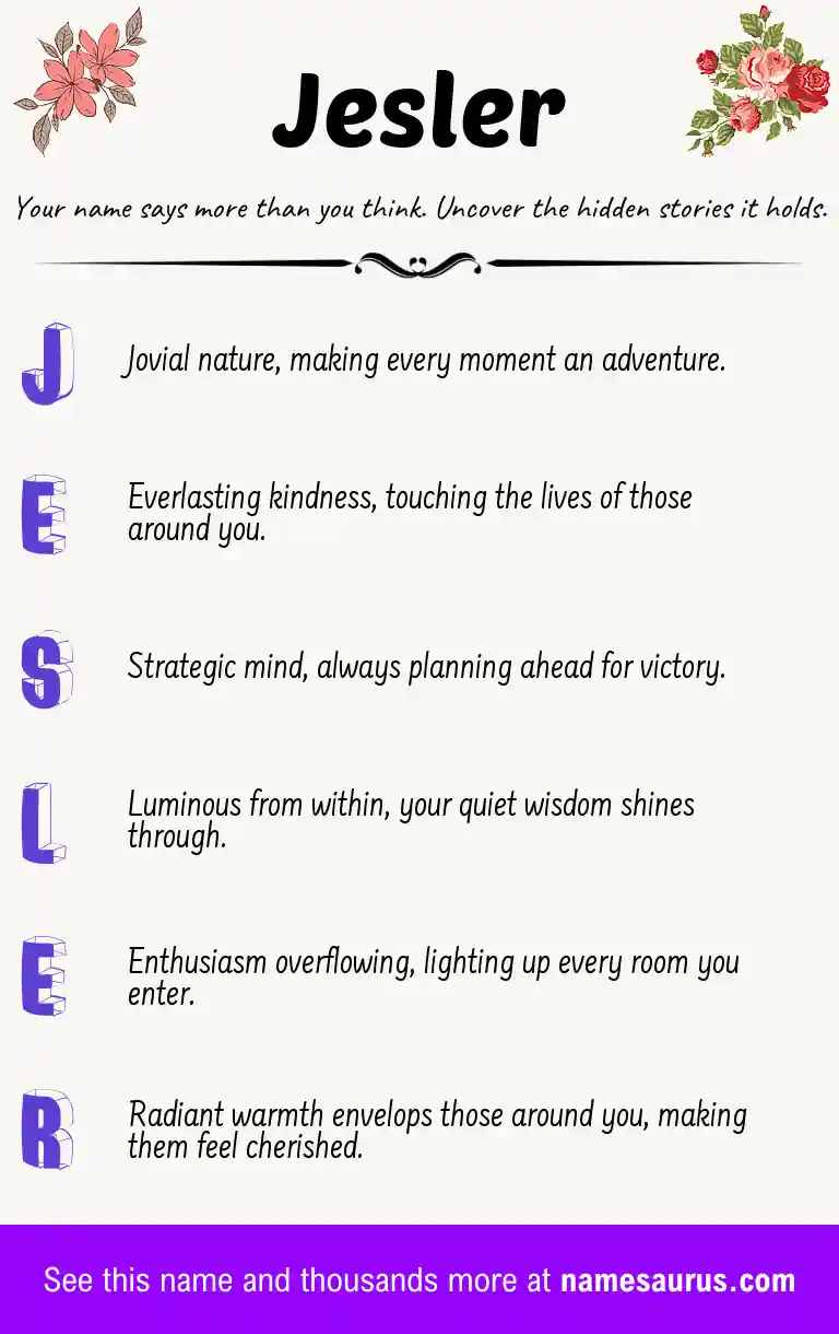 Acrostic poem about Jesler.