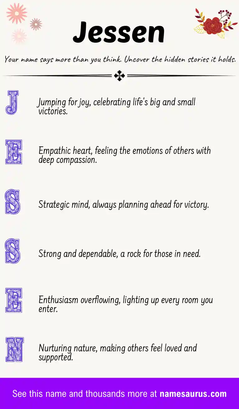 Acrostic poem about Jessen.