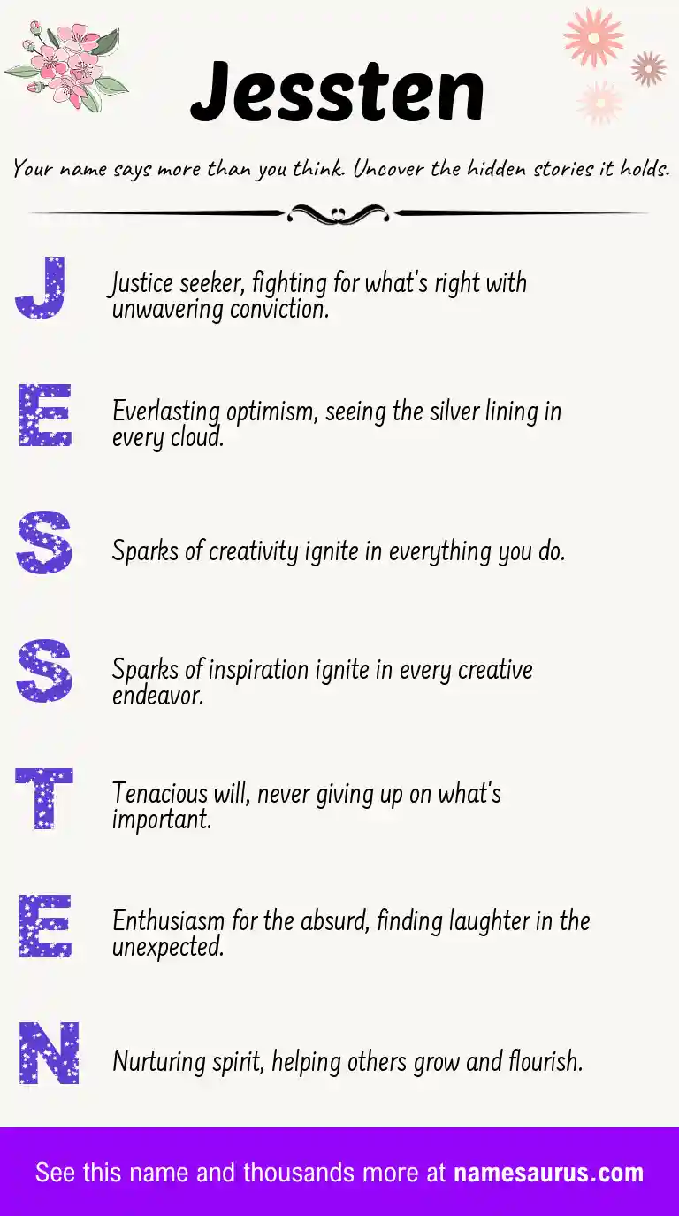 Acrostic poem about Jessten.