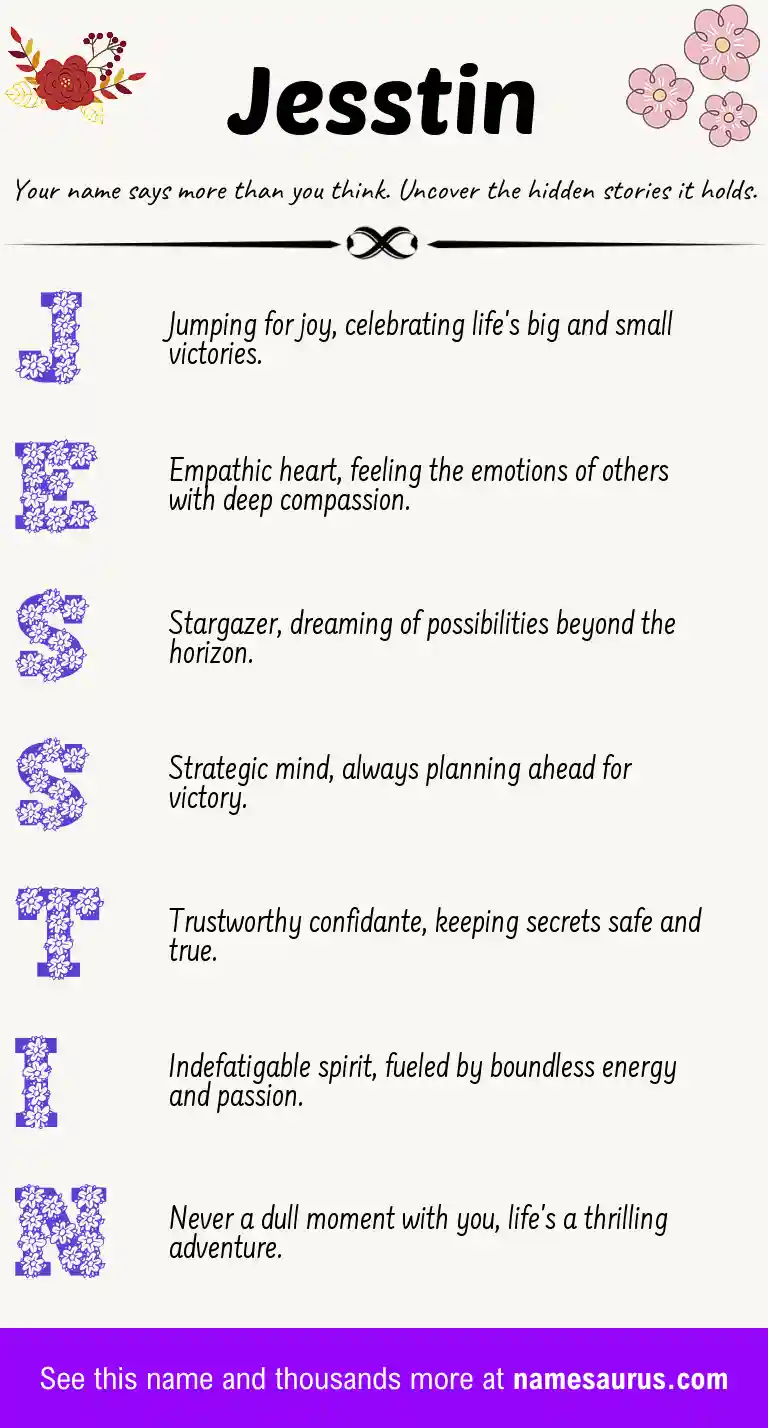 Acrostic poem about Jesstin.