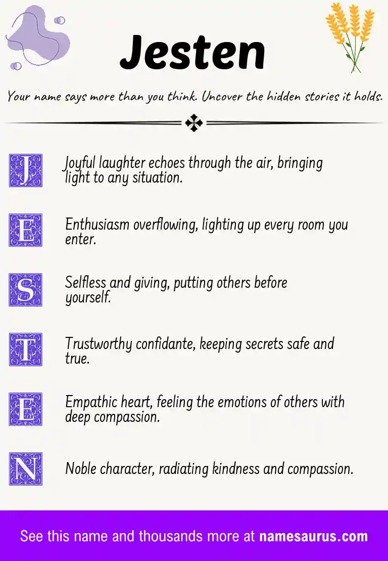 Acrostic poem about Jesten.