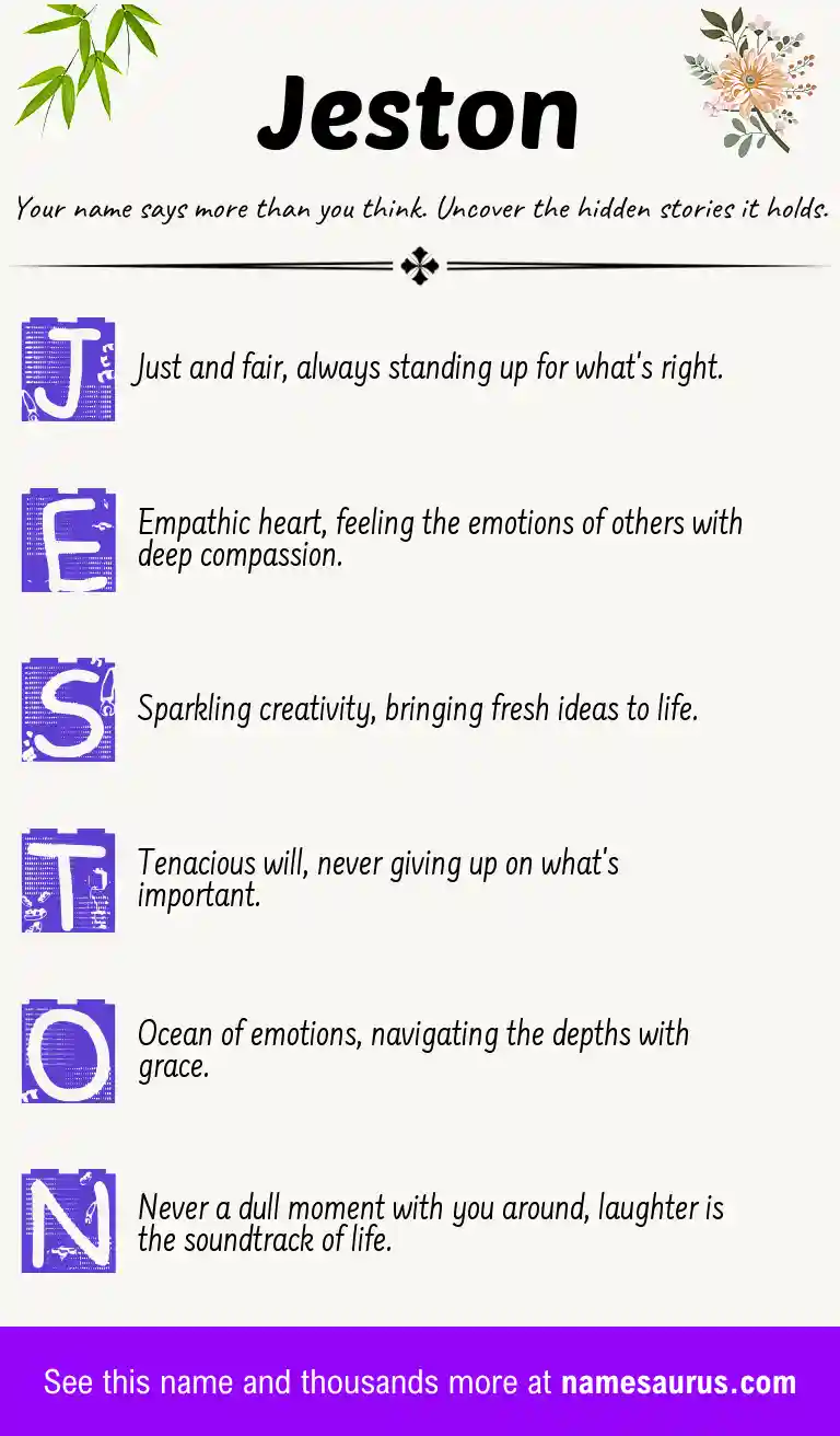 Acrostic poem about Jeston.
