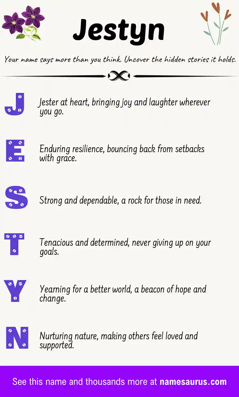 Acrostic poem about Jestyn.