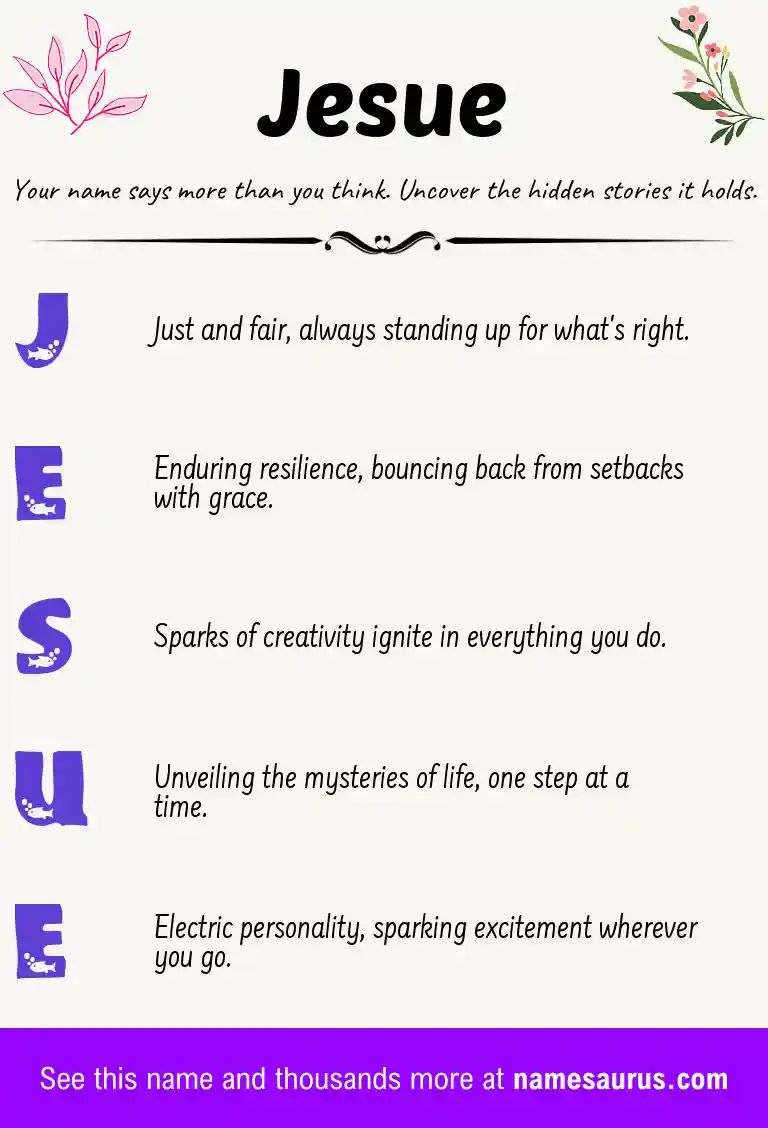 Acrostic poem about Jesue.