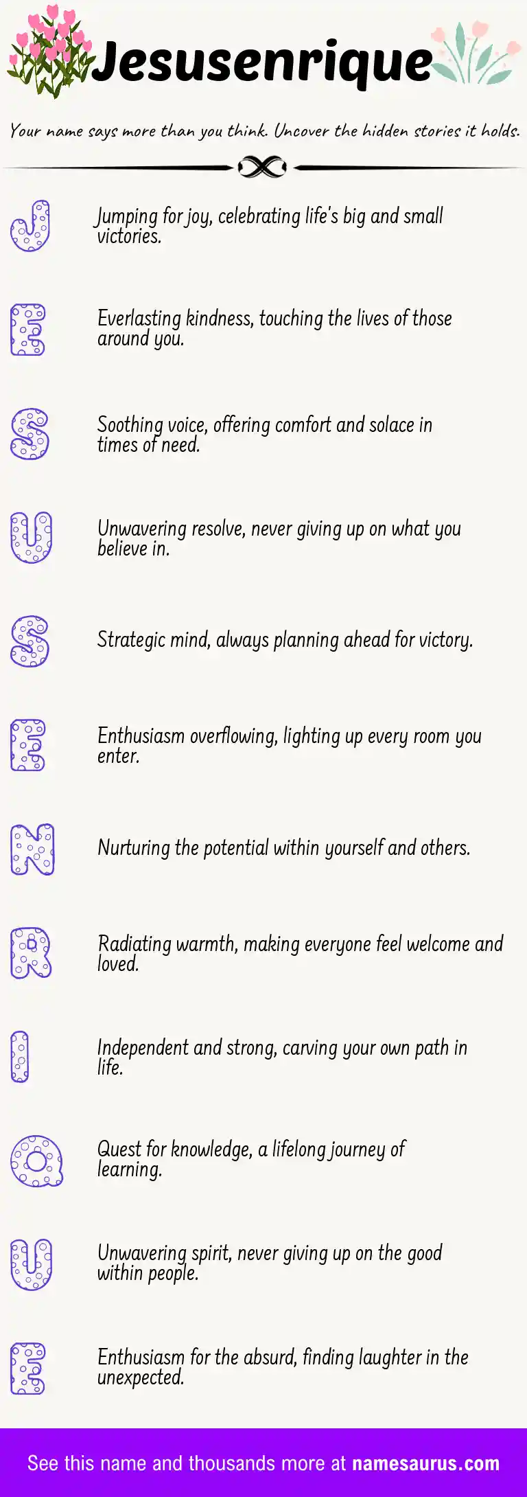 Acrostic poem about Jesusenrique.
