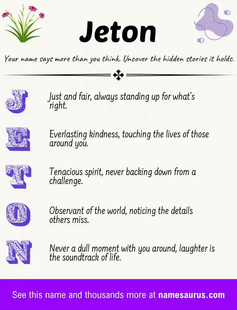 Acrostic poem about Jeton.