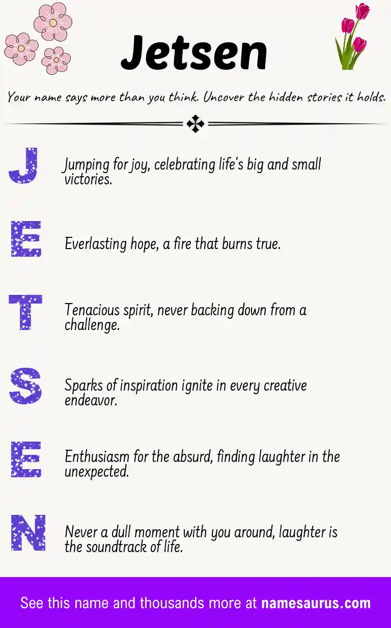 Acrostic poem about Jetsen.